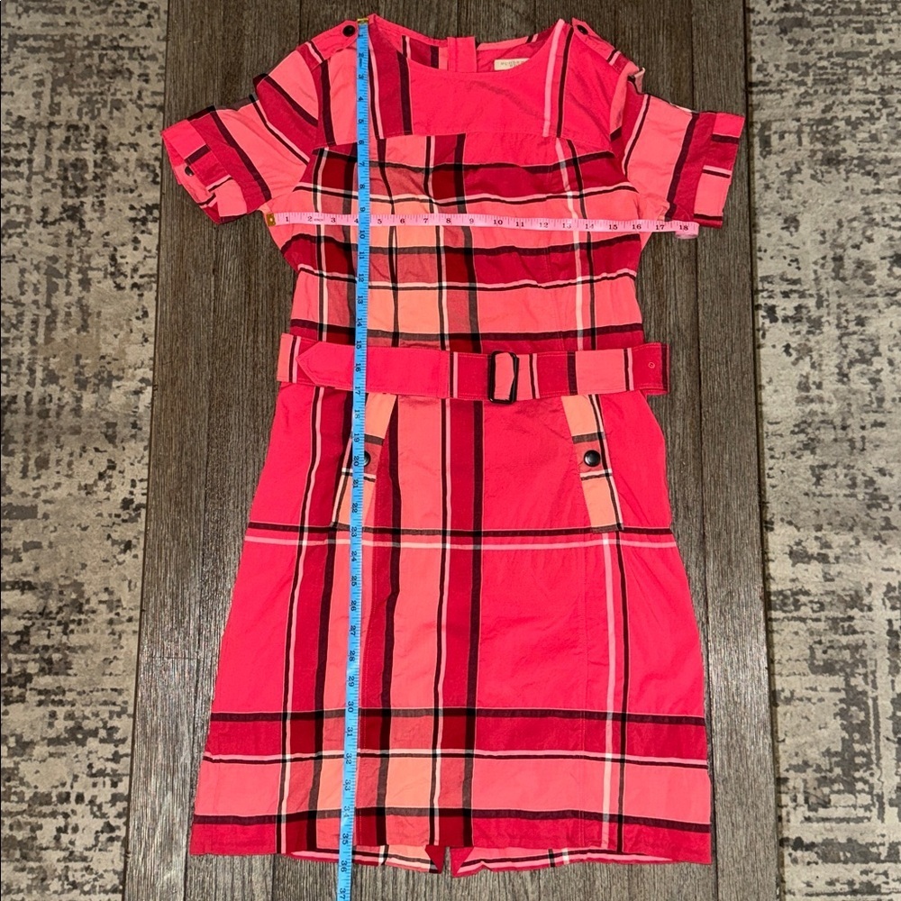 Burberry Brit Kristie Belted Dress Boysenberry Red Nova Check Plaid - Picture 12 of 14